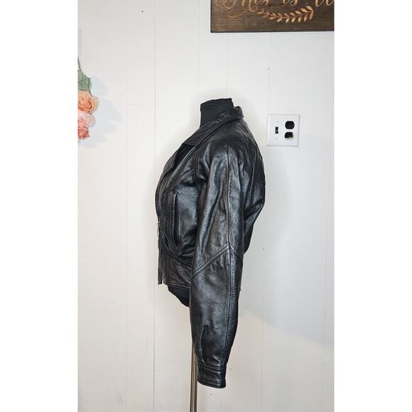 vintage Leather Bomber Jacket Black Previously Owned By Ohio Guitarist‎ Musician - Picture 7 of 16